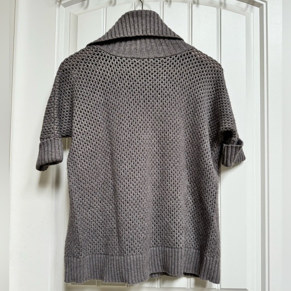 BCBG MaxAzria Taupe Cowl Neck Short Sleeve wool/angora blend Sweater. Size O/S - Picture 2 of 7